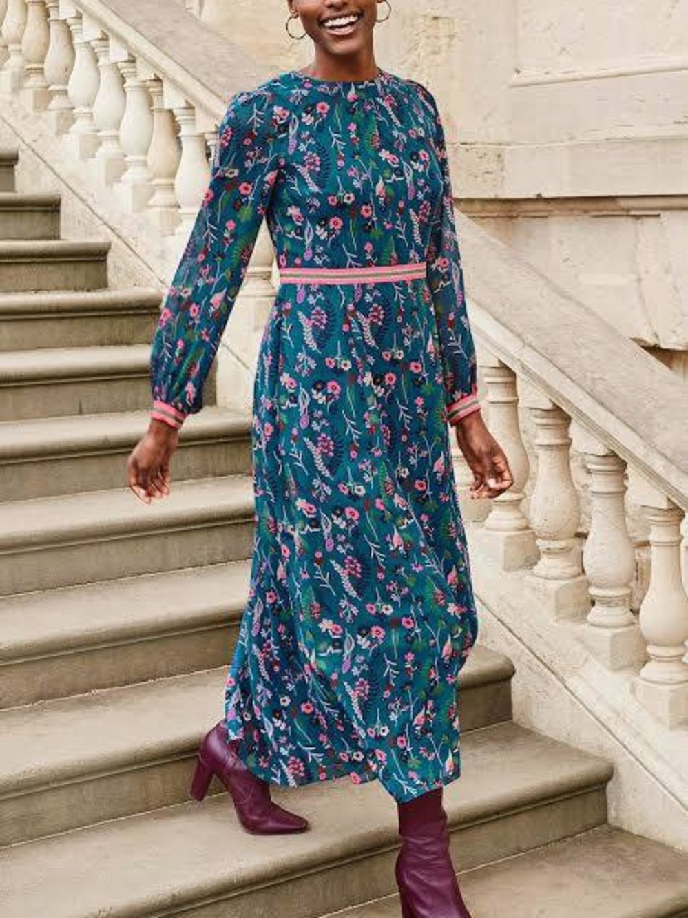 Boden Ellen Floral Maxi Dress in Baltic Botany Size 8 - Picture 12 of 12